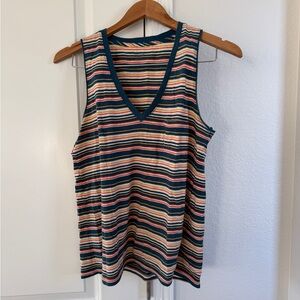 Madewell cotton V neck pocket tank in stripe